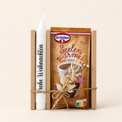 Weihnachts-Geschenkset mit Kerze & Badesalz oder Tassen-Creme