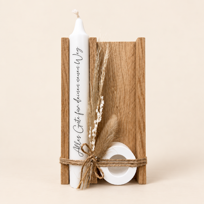 Abschiedsgeschenk mit Kerze und Trockenblumen