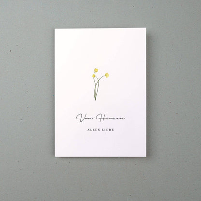 Grußkarte Von Herzen alles Liebe, Blume gelb