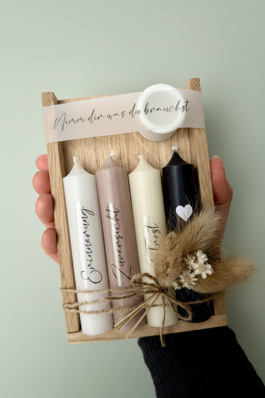 kleines Kerzengeschenkset „Nimm dir was du Brauchst“ Geschenk Kerzen Trauer Anteilnahme Motivation Mut Kraft Trost Geschenkidee