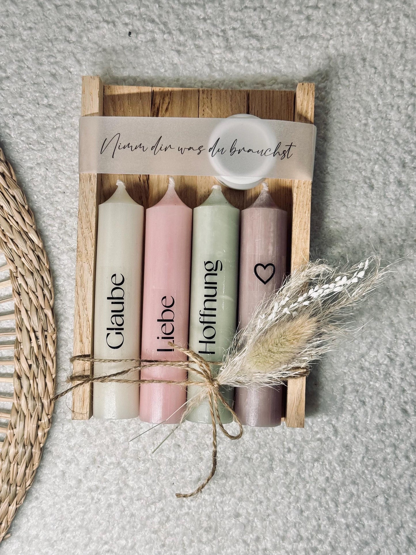 kleines Kerzengeschenkset „Nimm dir was du Brauchst“ Geschenk Kerzen Trauer Anteilnahme Motivation Mut Kraft Trost Geschenkidee