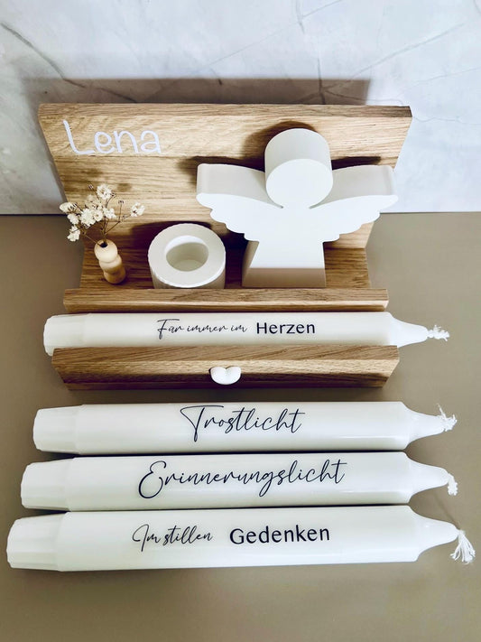 Trauergeschenk Personalisiert Trauerkerze Schutzengel Trauergeschenk Geschenk Todesfall Anteilnahme Beileid Trostlicht Trauer Beerdigung