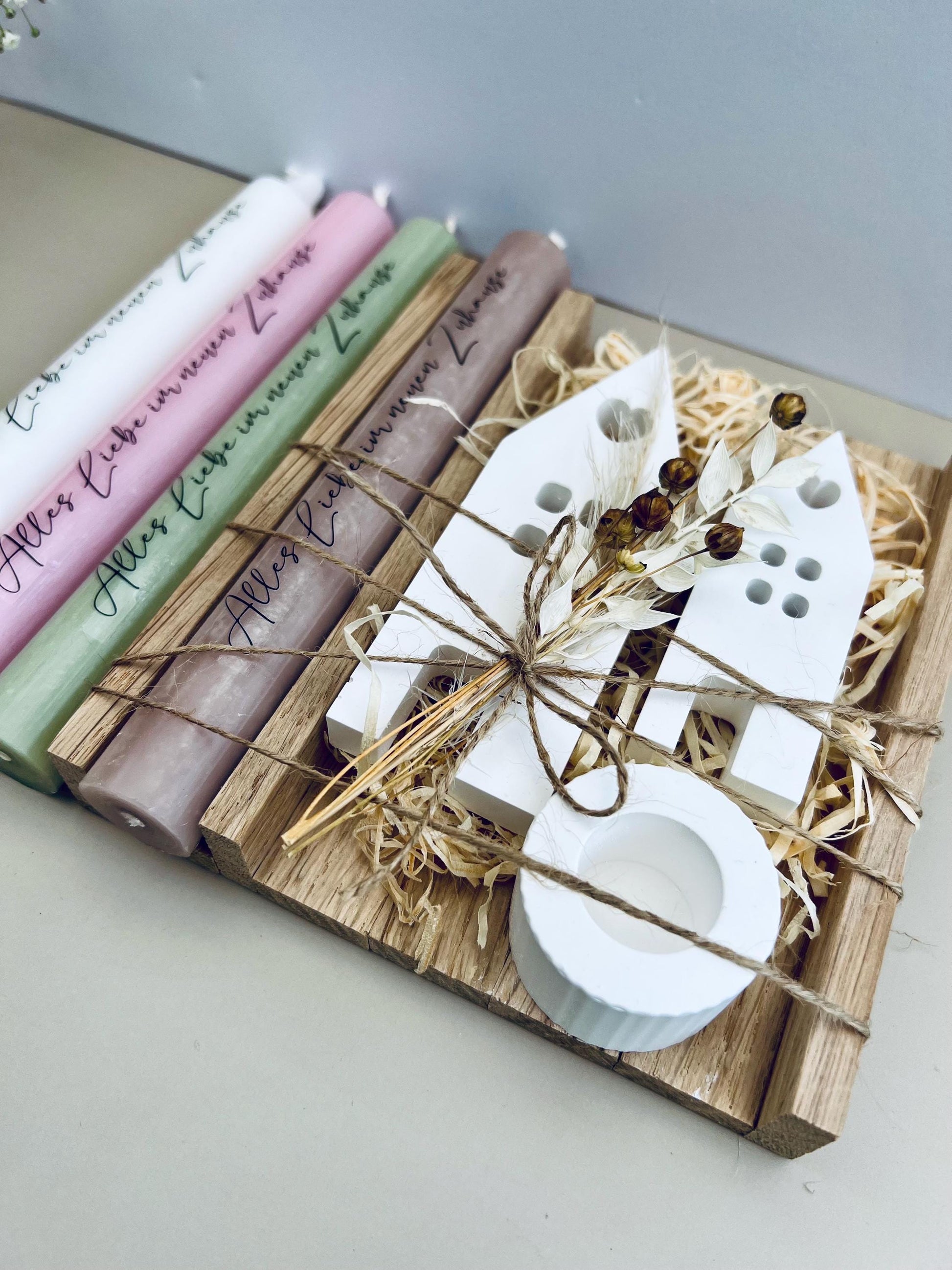 Geschenkset Einzug Umzug Einzugsgeschenk Mitbringsel Häuser Einweihung Trockenblumen Dekoration Zuhause Haus Familie Freunde Geschenkidee