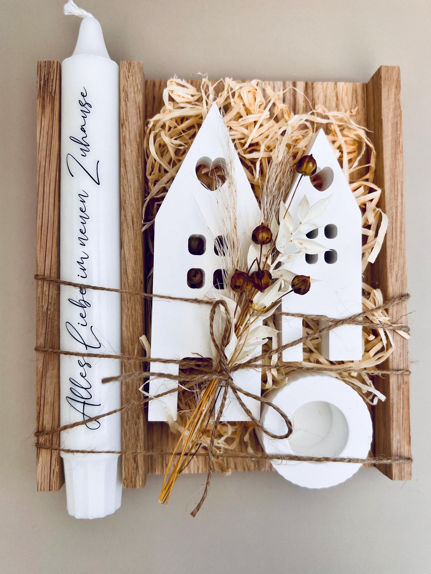 Geschenkset Einzug Umzug Einzugsgeschenk Mitbringsel Häuser Einweihung Trockenblumen Dekoration Zuhause Haus Familie Freunde Geschenkidee
