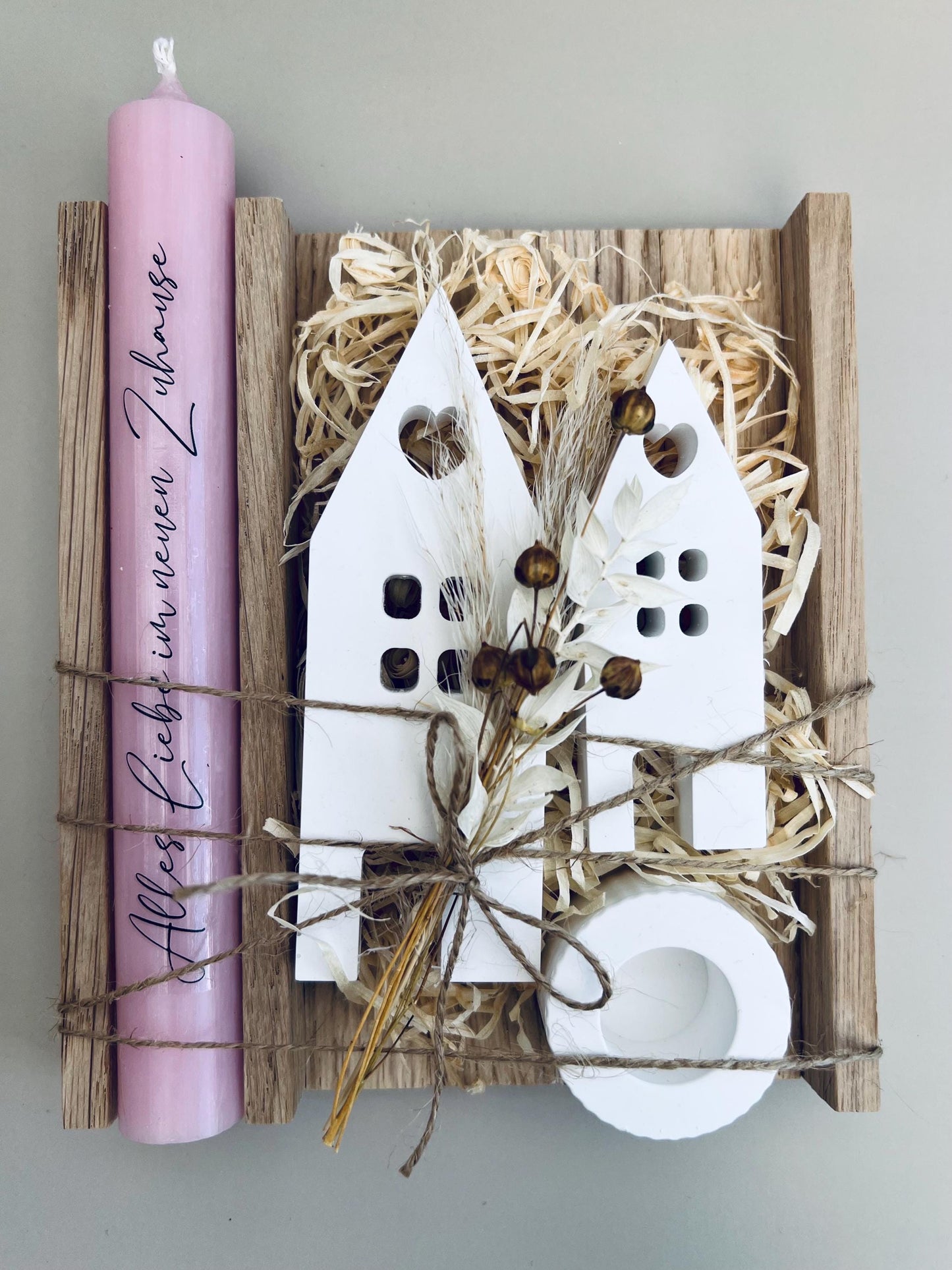 Geschenkset Einzug Umzug Einzugsgeschenk Mitbringsel Häuser Einweihung Trockenblumen Dekoration Zuhause Haus Familie Freunde Geschenkidee