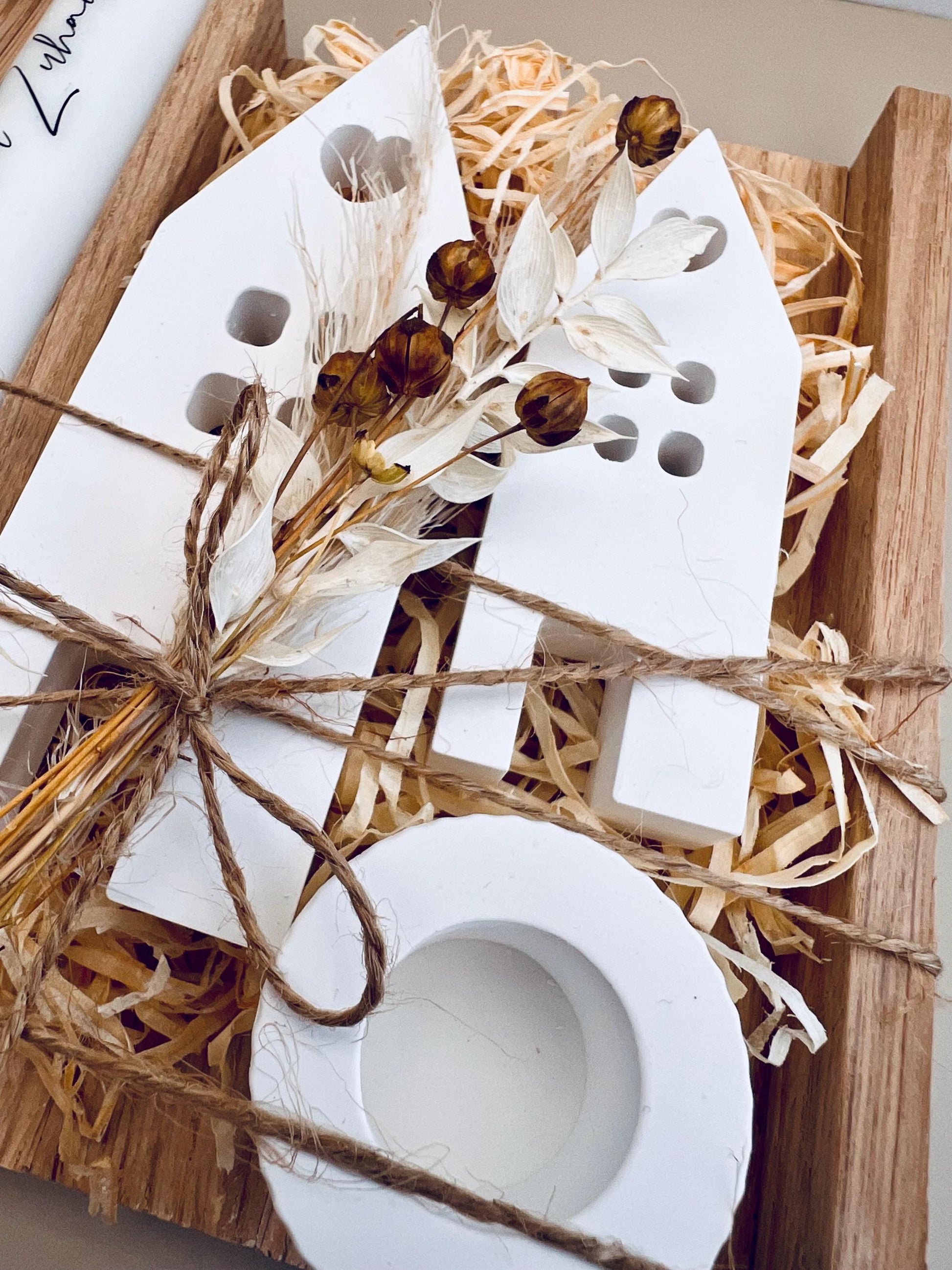 Geschenkset Einzug Umzug Einzugsgeschenk Mitbringsel Häuser Einweihung Trockenblumen Dekoration Zuhause Haus Familie Freunde Geschenkidee