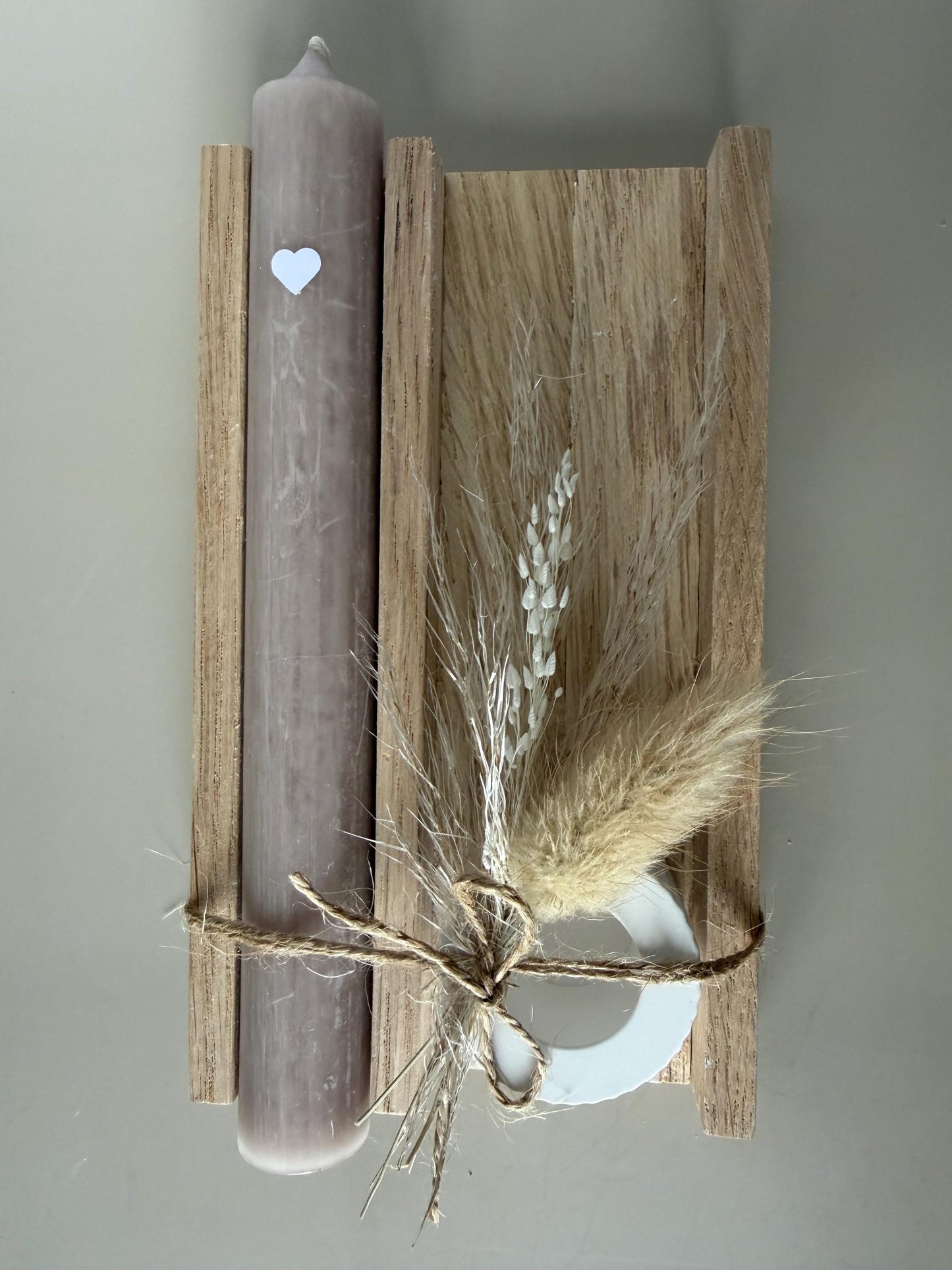 Dankeschön Geschenk Set - Handgemacht aus Eichenholz, Kerze und Trockenblumen – Perfektes Geschenk für Freundin, Kollegen und Familie