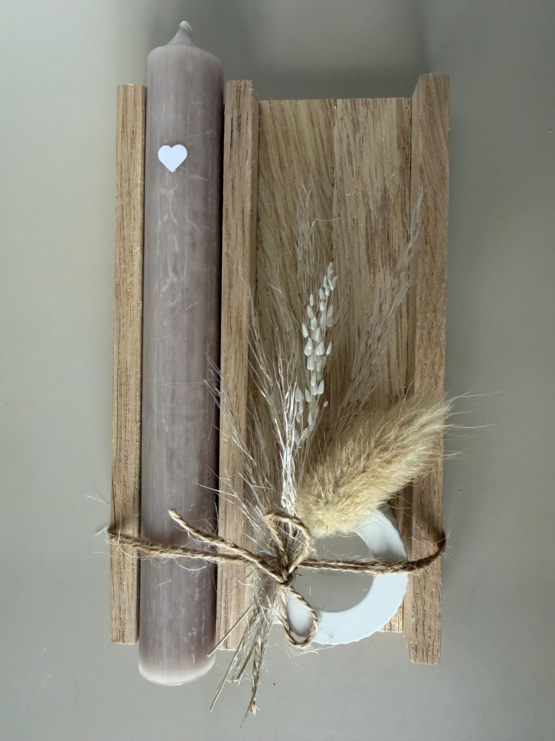 Dankeschön Geschenk Set - Handgemacht aus Eichenholz, Kerze und Trockenblumen – Perfektes Geschenk für Freundin, Kollegen und Familie
