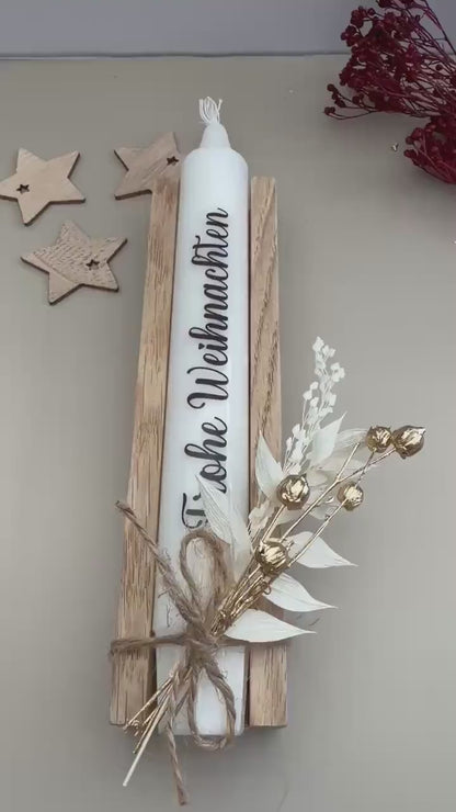 Kleines Wichtelgeschenk mit Kerze und Trockenblumen